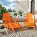 Polytrends Laguna All Weather Poly Outdoor Patio Adirondack Chair Conversation Set - (4-Piece) Orange