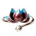 Retro Blue Silver Plated Rings Open Rings Size Adjustable Women Jewelry A2O0