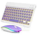 UX030 Lightweight Keyboard and Mouse with Background RGB Light Multi Device slim Rechargeable Keyboard Bluetooth 5.1 and 2.4GHz Stable Connection Keyboard for iPad iPhone Mac iOS Android Windows