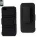 Apple iPhone 5 Case - Black Hybrid Holster Skin Cover+Hard Case with Stand Clip (GSM CDMA)