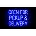 SpellBrite OPEN FOR PICKUP & DELIVERY LED Sign for Business. 29.3 x 23.8 Blue OPEN FOR PICKUP & DELIVERY Sign Has Neon Sign Look LED Light Source. Visible from 500+ Feet 8 Animations.