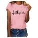 Kayannuo Plus Size Tops for Women Easter Clearance Women Girls Plus Size Print Tees Shirts Short Sleeve T Shirt Blouse Tops Pink