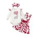 Girls New Born Outfit Mom And New Born Matching Outfits Bodysuit Valentine s Baby Toddler Printed Suspenders Heart Cartoon Romper Day Girls Skirts Outfits Girls Outfits&Set Girl Clothe