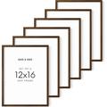 Haus and Hues 12x16 Picture Frame - Set of 6 12 x 16 Picture Frame Sets For Wall Collage Frame 12x16 Wood Picture Frames Wall Decor 12 by 16 Frames For Wall Decor Living Room (Walnut Oak Frame)