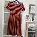 Lularoe Dresses | Lularoe Amelia Striped Zipper Back Dress | Color: Orange/Red | Size: Xs