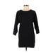 H&M Casual Dress - Shift Crew Neck 3/4 sleeves: Black Solid Dresses - Women's Size 2