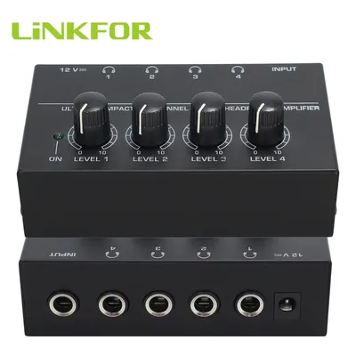 LiNKFOR – Mini amplificateur de casque d'écoute stéréo 4 canaux HA400 ampli Audio Ultra-Compact