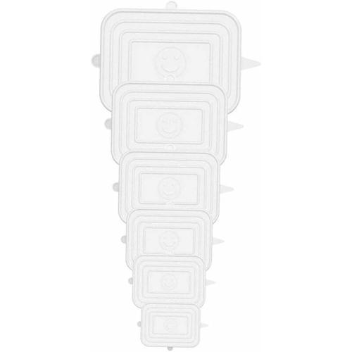 Stück rechteckige Silikondeckel, BPA-freie Silikon-Stretchdeckel, Universaldeckel in 6