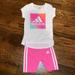 Adidas Matching Sets | Girls Adidas 2 Piece Set Size 4 | Color: Pink/White | Size: 4g