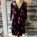 Torrid Dresses | Nwt Torrid Black And Deep Pink/Red Rose Detailed Velveteen Long Sleeved Dress. | Color: Black | Size: Plus Size 00