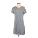 Lou & Grey Casual Dress - Shift Crew Neck Short sleeves: Gray Solid Dresses - Women's Size Small