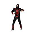 ATOSA Ninja Kostüm für Herren und Erwachsene, Schwarz mit roten Details, Killer, Chinesischer Drache, für Karneval, Halloween, XS-S
