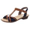 Sandalette RIEKER, Damen, Gr. 40, blau (nachtblau, cognac), Textil, Lederimitat, elegant, Schuhe, Sommerschuh, Sandale, Keilabsatz, in zweifarbiger Optik