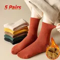 Chaussettes mi-mollet chaudes en coton pour femmes chaussettes épaisses bas thermiques