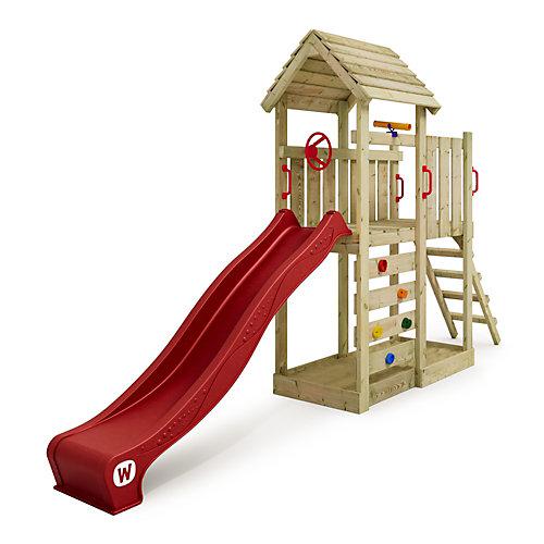 Spielturm Klettergerüst JoyFlyer mit Rutsche, Kletterturm rot