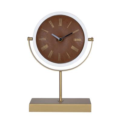 13" Gold and Brown Modern Emmett Table Clock