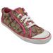 Coach Shoes | Coach Barrett Tan Signature Fabric Sneaker Hot Pink Patent Accent Size 10 | Color: Pink/Tan | Size: 10