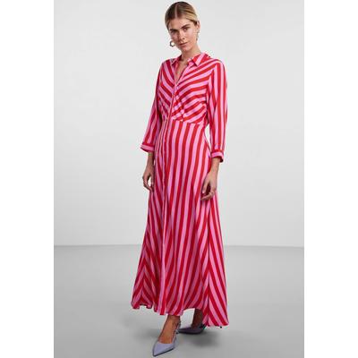 Hemdblusenkleid Y.A.S "YASSAVANNA LONG SHIRT DRESS", Damen, Gr. M (38), N-Gr, rosa (cyclamen str:bittersweet), Web, Obermaterial: 100% Viskose (LENZING ECOVERO), gestreift, modisch, relaxed fit lang, 3/4-Ärmel, Kleider, mit 3/4 Ärmel Image