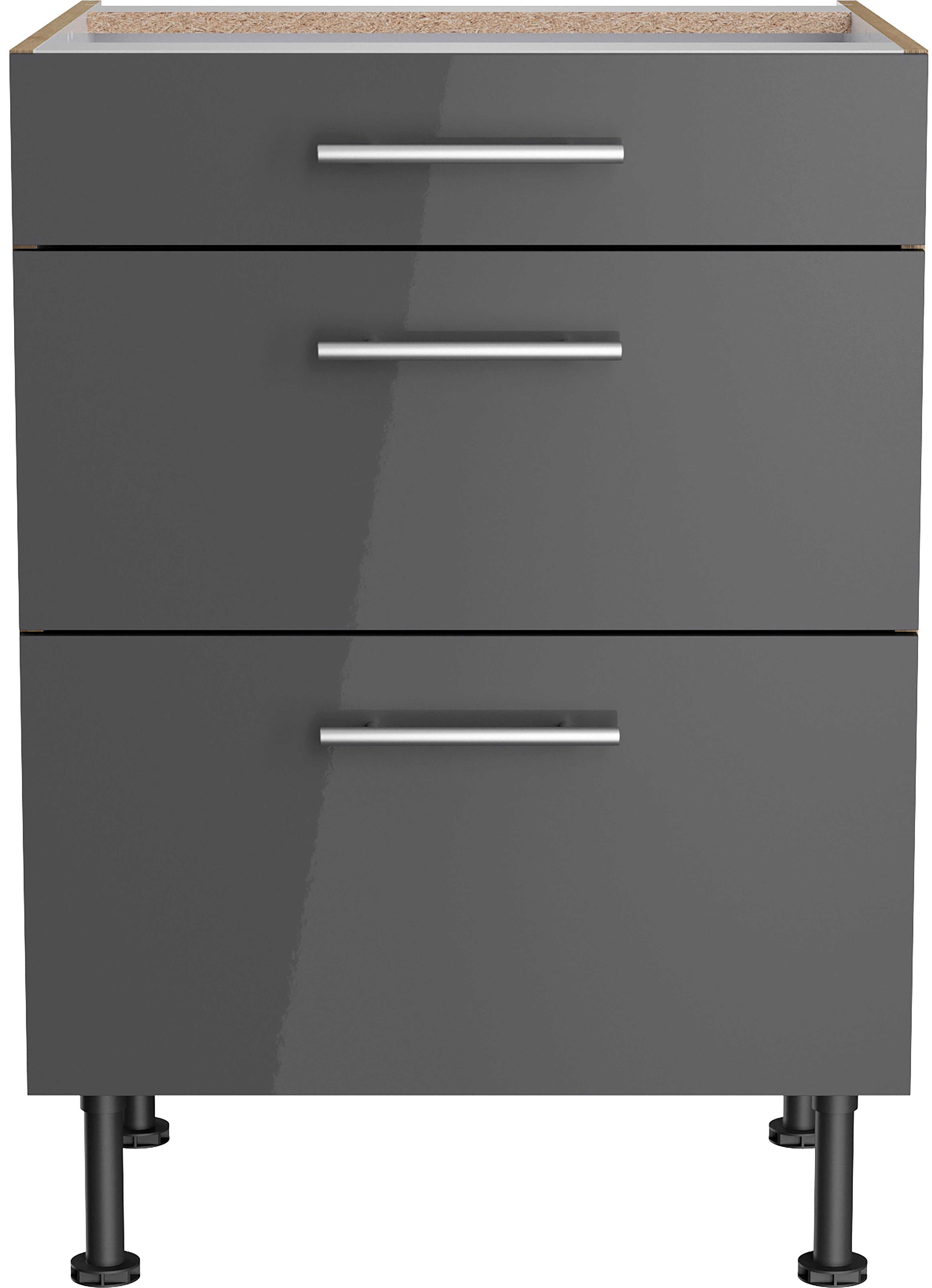 Unterschrank OPTIFIT "Klara", schwarz (anthrazit, wildeiche), B:60cm H:87cm T:58,4cm, Spanplatte, Schränke, Breite 60 cm Image
