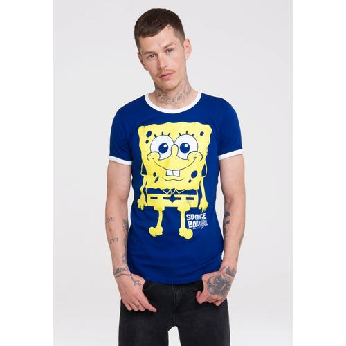 T-Shirt LOGOSHIRT ""Spongebob"" Gr. M, blau Herren Shirts mit Spongebob Schwammkopf-Print