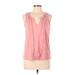 Old Navy Sleeveless Top Pink Print V Neck Tops - Women's Size Medium