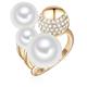 Lulu & Jane - Perlen-Ring Messing Glas Muschelkernperle in Gelbgold Ringe Damen