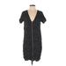 Madewell Casual Dress - Shift Plunge Short sleeves: Black Dresses - Women's Size 2