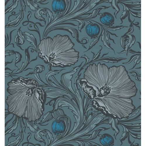 Little Greene 'Poppy Trail - Air Force Blue' - Blue Wallpaper