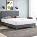 King Size Platform Bed Frame with Adjustable Headboard, Light Grey