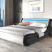 Queen Upholstered Modern Bed Frame with Led Headboard, Black & White