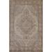 Ivory Distressed Vintage Tabriz Persian Area Rug Handmade Wool Carpet - 6'2"x 9'3"