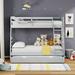 Viv + Rae™ Kinsella Solid Wood Twin Over Full Bunk Bed, Hanging Nightstand, & Trundle Wood in Gray | 65 H x 78.67 W x 57.5 D in | Wayfair