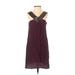 Jenny Han Casual Dress - Shift V Neck Sleeveless: Purple Solid Dresses - Women's Size X-Small