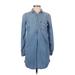 American Eagle Outfitters Casual Dress - Shirtdress: Blue Dresses - Women's Size 2X-Small