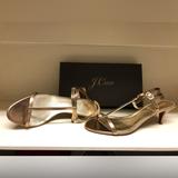 J. Crew Shoes | J.Crew Gold Metallic, Size 9.5 Sandals With 2 3/4” Heel, Never Worn. | Color: Gold | Size: 9.5