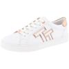 Plateausneaker TOM TAILOR, Damen, Gr. 41, rosa (weiß, rosa, goldfarben), Lederimitat, sportlich, Schuhe, Kontrastbesatz in Metallicoptik, Freizeitschuh, Halbschuh, Schnürschuh
