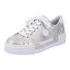 Sneaker RIEKER, Damen, Gr. 39, grau (metallic, grau), Lederimitat, used, sportlich, Schuhe, Freizeitschuh, Halbschuh, Schnürschuh mit Plateausohle