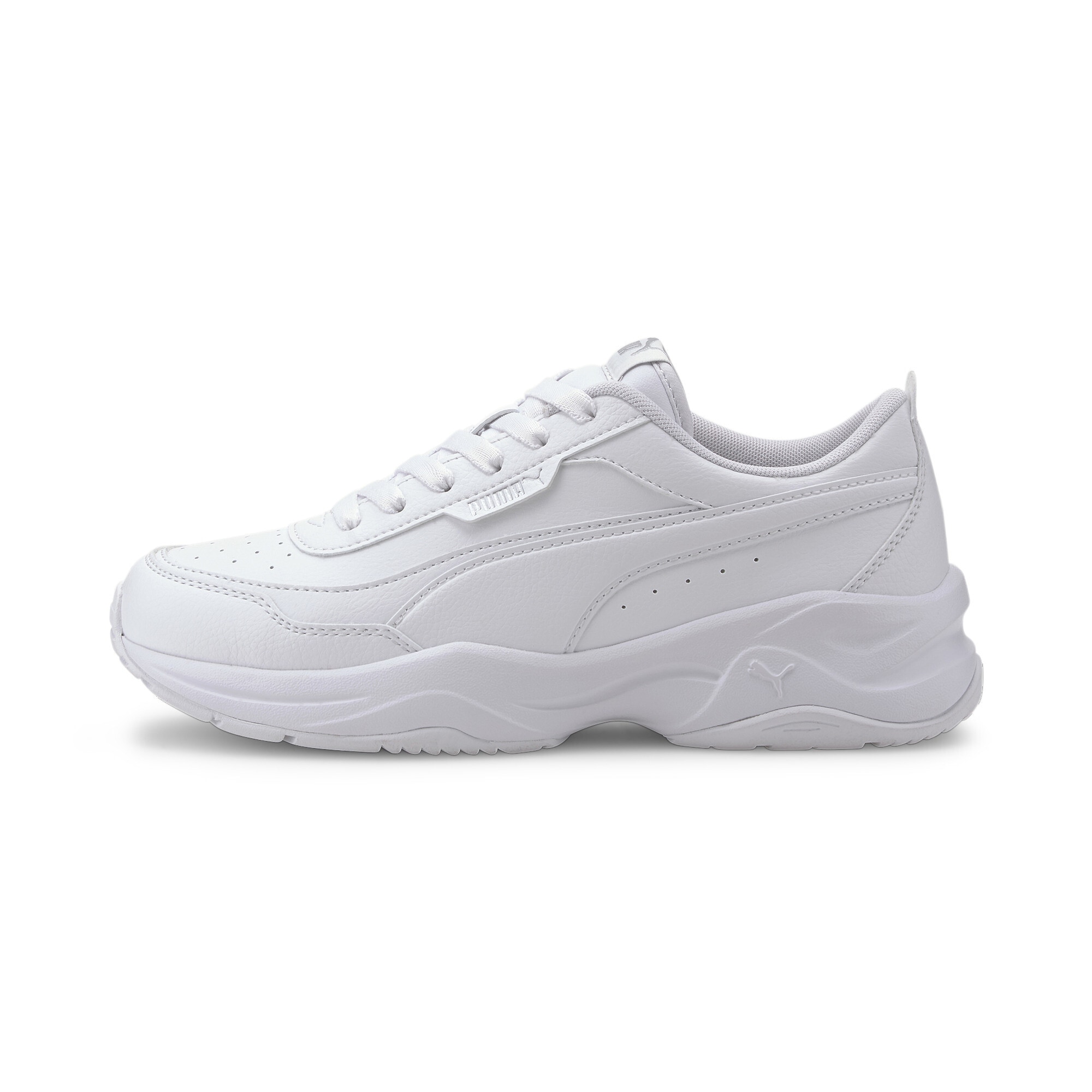 Sneaker PUMA "Cilia Mode Sneakers Damen", Damen, Gr. 38,5, grau (weiß silber gray), Obermaterial: Textil, Synthetik; Futter: Textil; Innensohle: Textil; Laufsohle: Gummi, Synthetik, Schuhe Sneaker