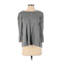 Ann Taylor LOFT 3/4 Sleeve Top Gray Print Crew Neck Tops - Women's Size Small