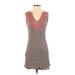 Solitaire Casual Dress - Mini V Neck Sleeveless: Ivory Dresses - Women's Size Small