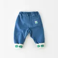 MILANCEL – jean brodé pour bébé pantalon bleu en Denim lettres de Crocodile nouvelle collection