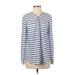 Calvin Klein Long Sleeve Blouse: White Stripes Tops - Women's Size Small