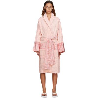 Pink Cotton Bath Robe - Pink - V...