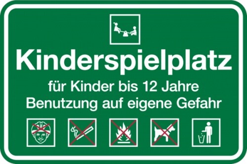 Dreifke® Hinweisschild, Spielplatzschild, Kinderspielplatz bis 12 Jahre, 400 x 600 mm, Aluverbund 1 Stk. Image
