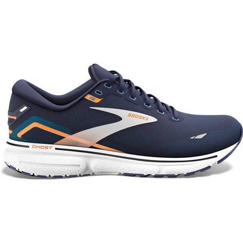 BROOKS Herren Laufschuhe Ghost 15, Größe 46 in Dunkelblau/Orange/Weiß