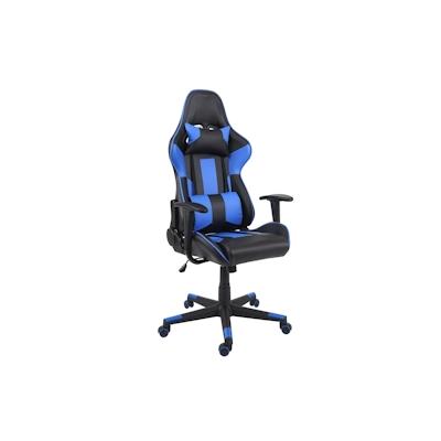 Mendler Bürostuhl HWC-F84, Schreibtischstuhl Gamingstuhl Chefsessel Drehstuhl, Kunstleder ~ schwarz/blau Image