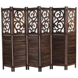 Mendler Paravent Istanbul, Raumteiler Trennwand Sichtschutz, Ornamente ~ 170x240cm, braun Image