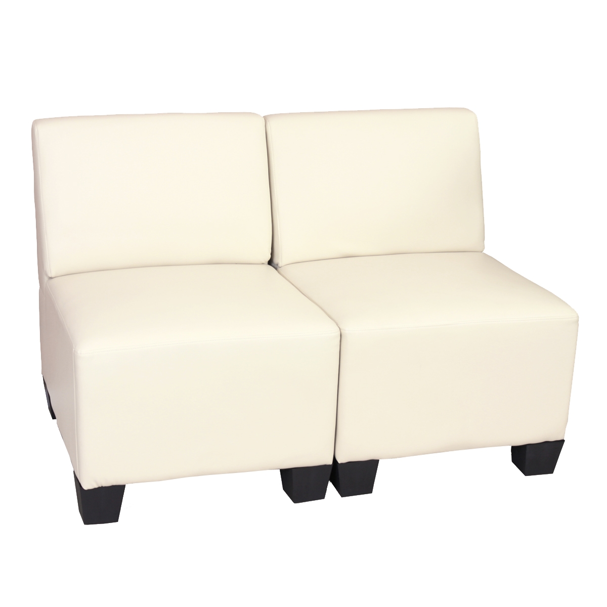 Mendler Modular 2-Sitzer Sofa Couch Lyon, Kunstleder ~ creme, ohne Armlehnen Image
