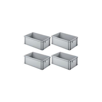 PROREGAL 4x Eurobehälter mit geschlossenem Griff | HxBxT 22x40x60cm | 38 Liter | Grau | Eurobox, Transportbox, Transportbehälter Image