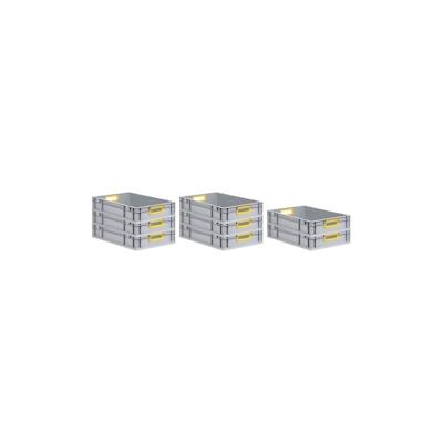 PROREGAL 8x Eurobox NextGen Color | HxBxT 12x40x60cm | 23 Liter | Griffe gelb offen | Glatter Boden | Eurobehälter Image